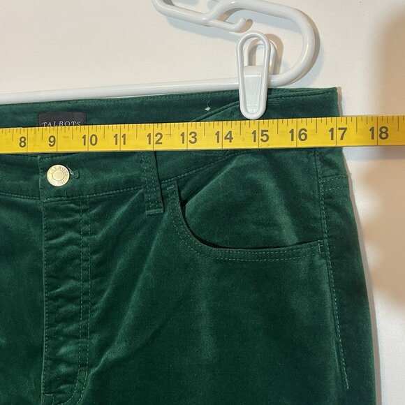 Talbots Women’s Velveteen Straight Leg Pants 12P Green Classic Holiday Stretch - Picture 6 of 12